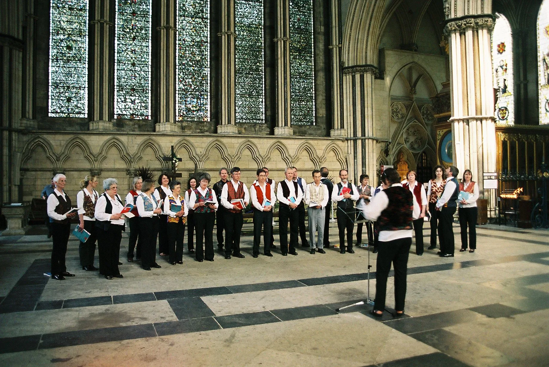 Writtle Singers in concert dress, performing in York Minster